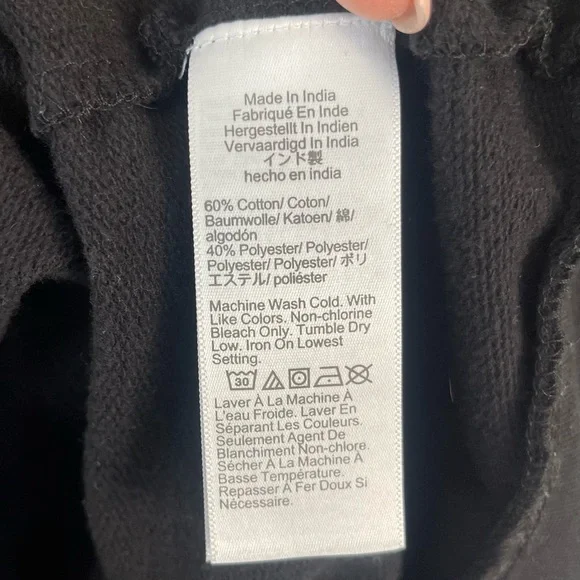 J Crew Black Puffsleeve Sweatshirt with Jeweled Button Detail size M GUC - Picture 7 of 8